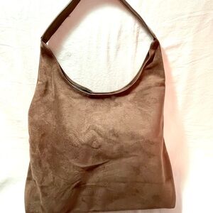 Brown Suede Hobo Bag with Crescent Silhouette